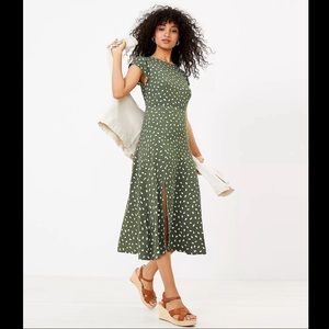 Brushstroke Flutter Sleeve Midi Dress (size 8)